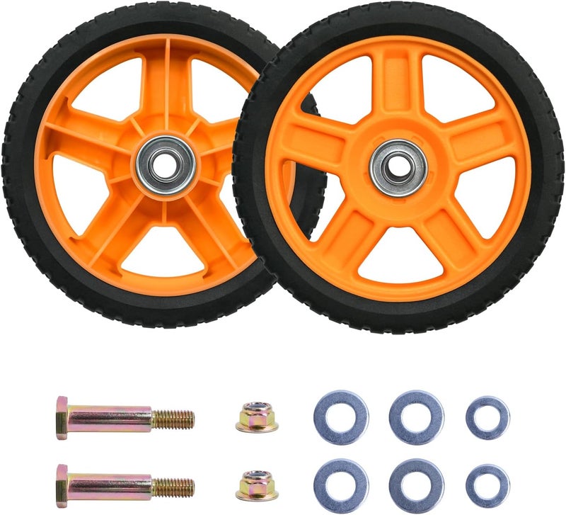 Antanker Lawn Mower Wheels, 7 inch Push Mower Plastic Wheels with Bolts & Nuts Fits Most Standard Lawn Mower Cart(2 Pack) - Image 1